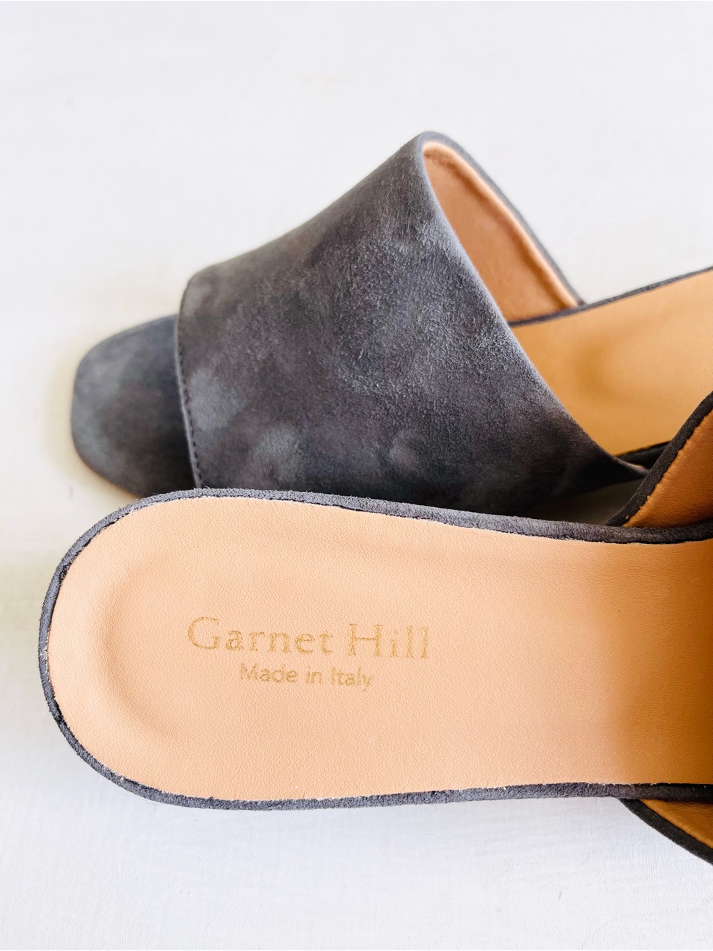 [Garnet Hill] Leather Suede Lillian Block Heeled Slides — image 5 of 8